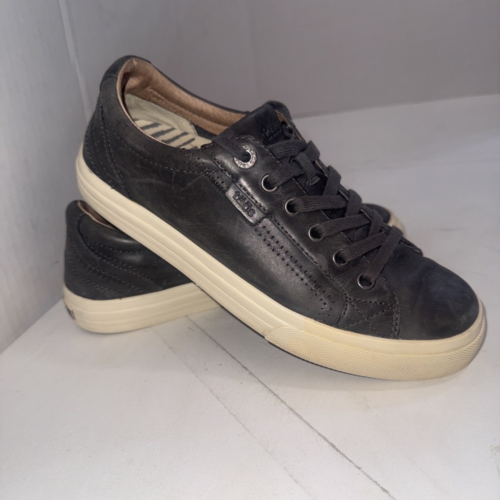 Taos Plim Soul Lux Shoes Gray Leather Comfort Sneaker Lace Up Casual Shoes Sz 8